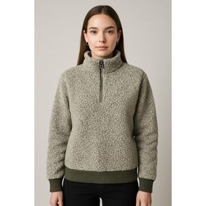 Destined Cozy Sherpa Quarter Zip Pullover Fleece Sweatshirt‎ Womens XL Cream